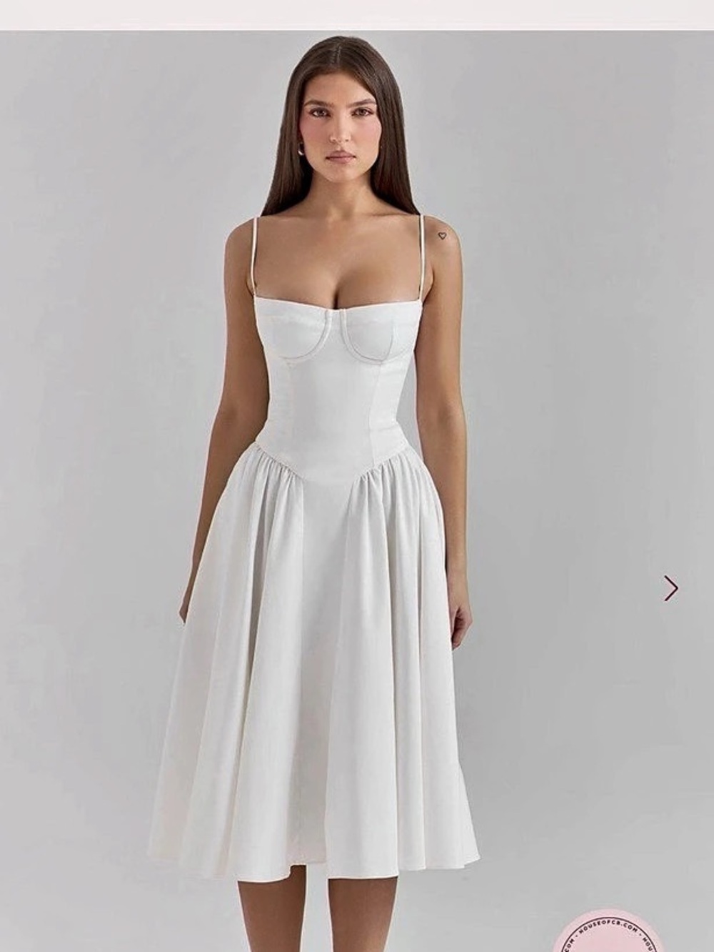 House of CB Samaria White Corset Midi Dress NWT
